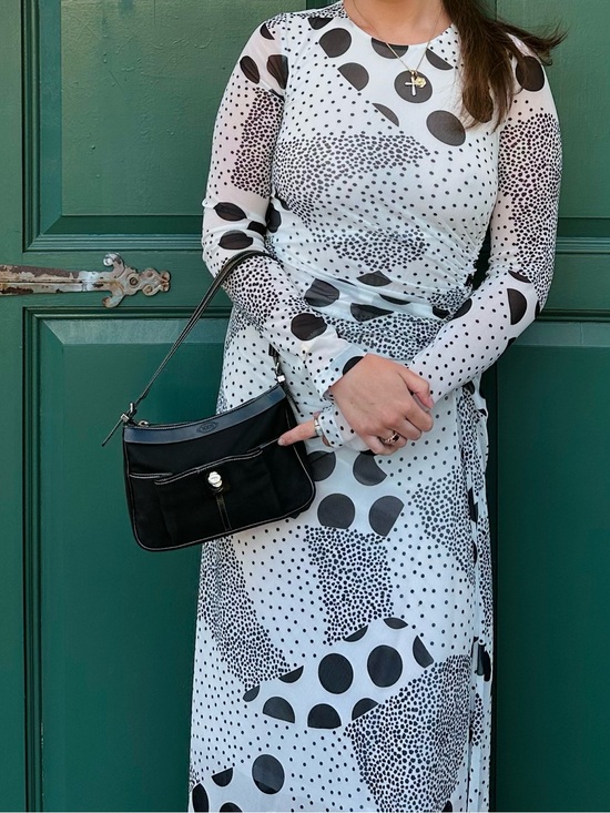 Anthropologie Dresses & Skirts - Anthropologie Black and White Long Sleeve Polka Dot Maxi Dress